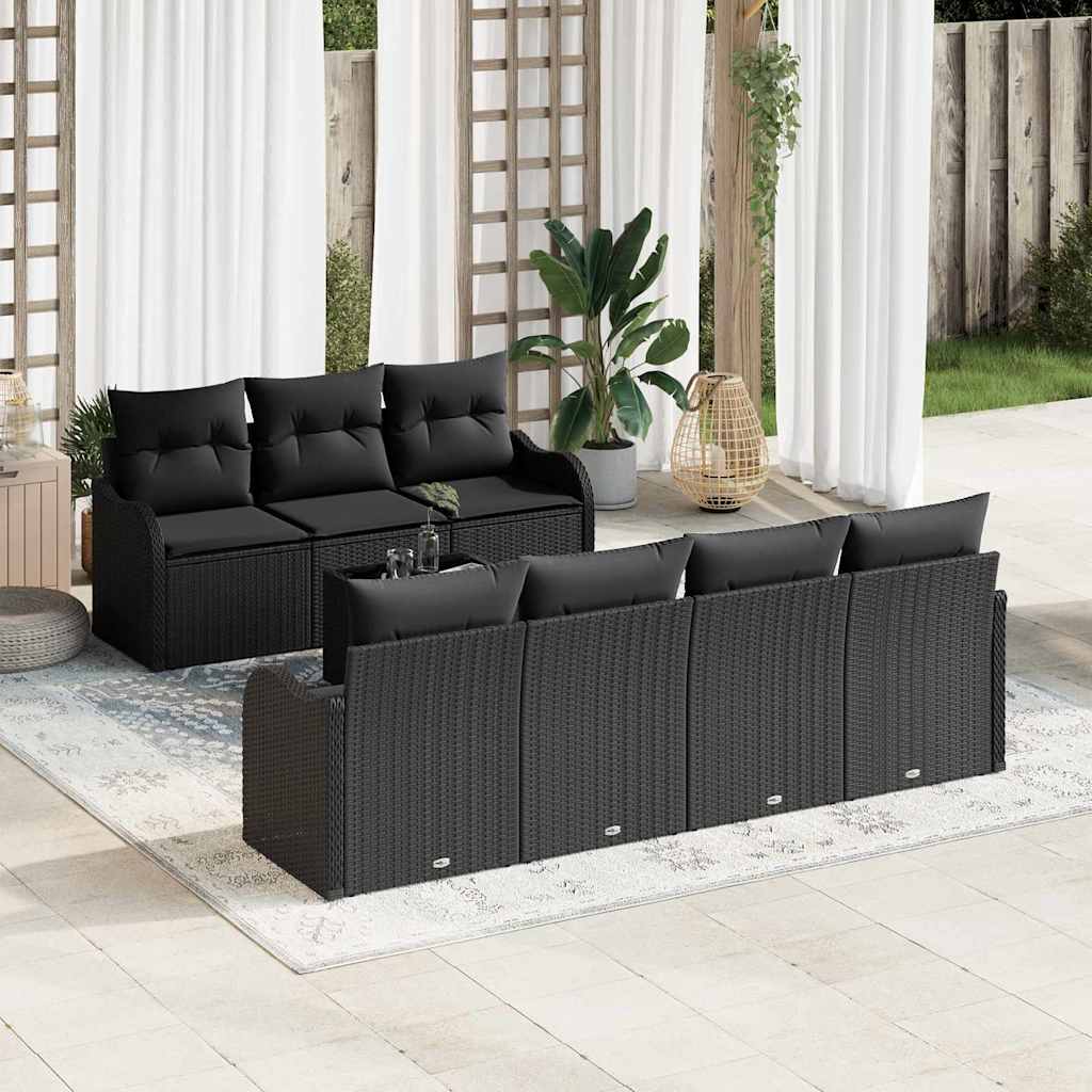 vidaXL Σετ Καναπέ Κήπου Μαύρο 55 x 55 x 37 εκ συνθετικό ρατάν