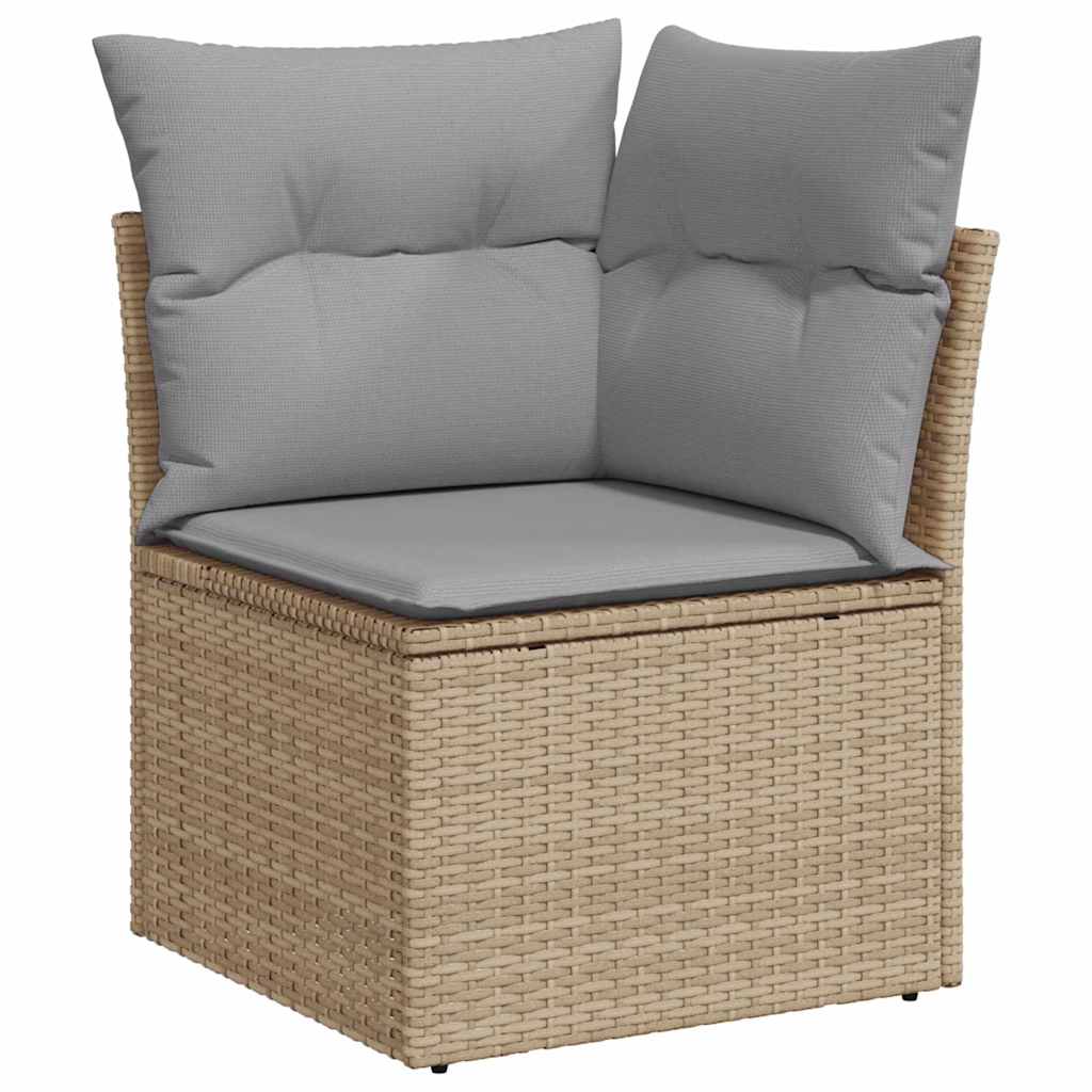 vidaXL Σετ Καναπέ Κήπου με μαξιλάρι 7 pcs Μπεζ Πολυ ράταν