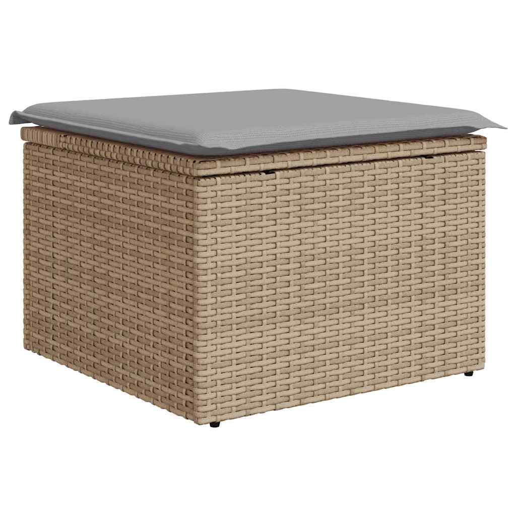 vidaXL Σετ Καναπέ Κήπου με μαξιλάρι 7 pcs Μπεζ Πολυ ράταν
