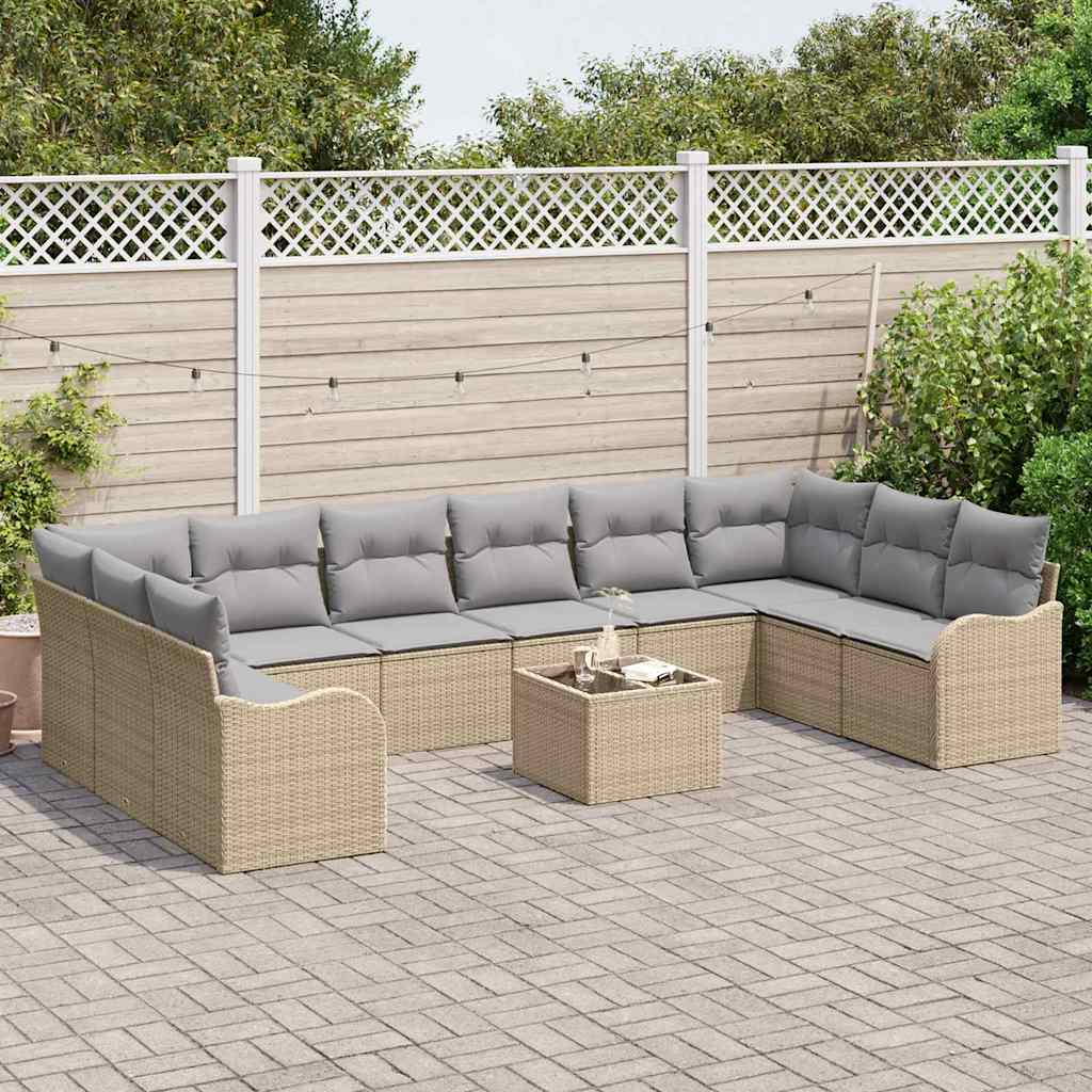 vidaXL Σετ Καναπέ Κήπου Μπεζ 55 x 55 x 37 εκ συνθετικό ρατάν