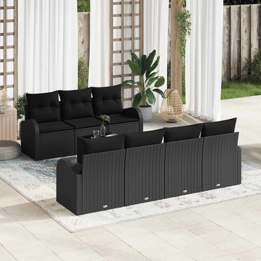 vidaXL Σετ Καναπέ Κήπου Μαύρο 55 x 55 x 37 εκ συνθετικό ρατάν