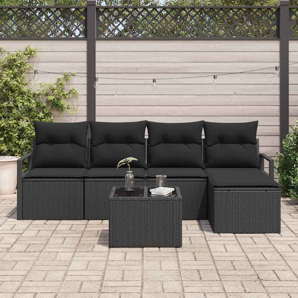 vidaXL Σετ Καναπέ με μαξιλάρι 6 pcs Μαύρο συνθετικό ρατάν