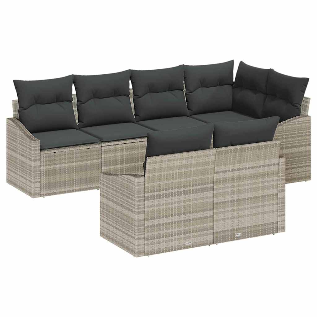 vidaXL Σετ Καναπέ με μαξιλάρι 7 pcs Ανοιχτό γκρι συνθετικό ρατάν