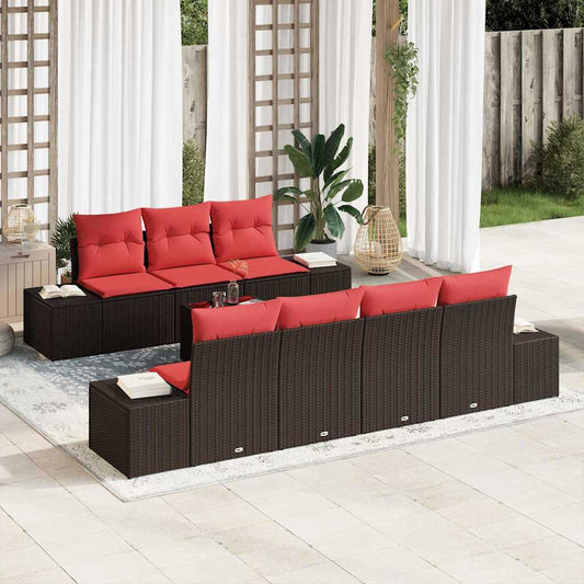 vidaXL Σετ Καναπέ Κήπου με μαξιλάρι 8 pcs Καφέ συνθετικό ρατάν