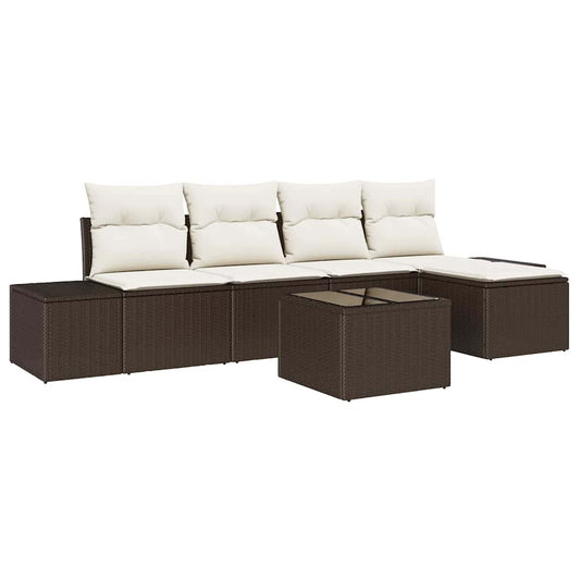 vidaXL Σετ Καναπέ Κήπου 6 pcs Καφέ Πολυ ράταν