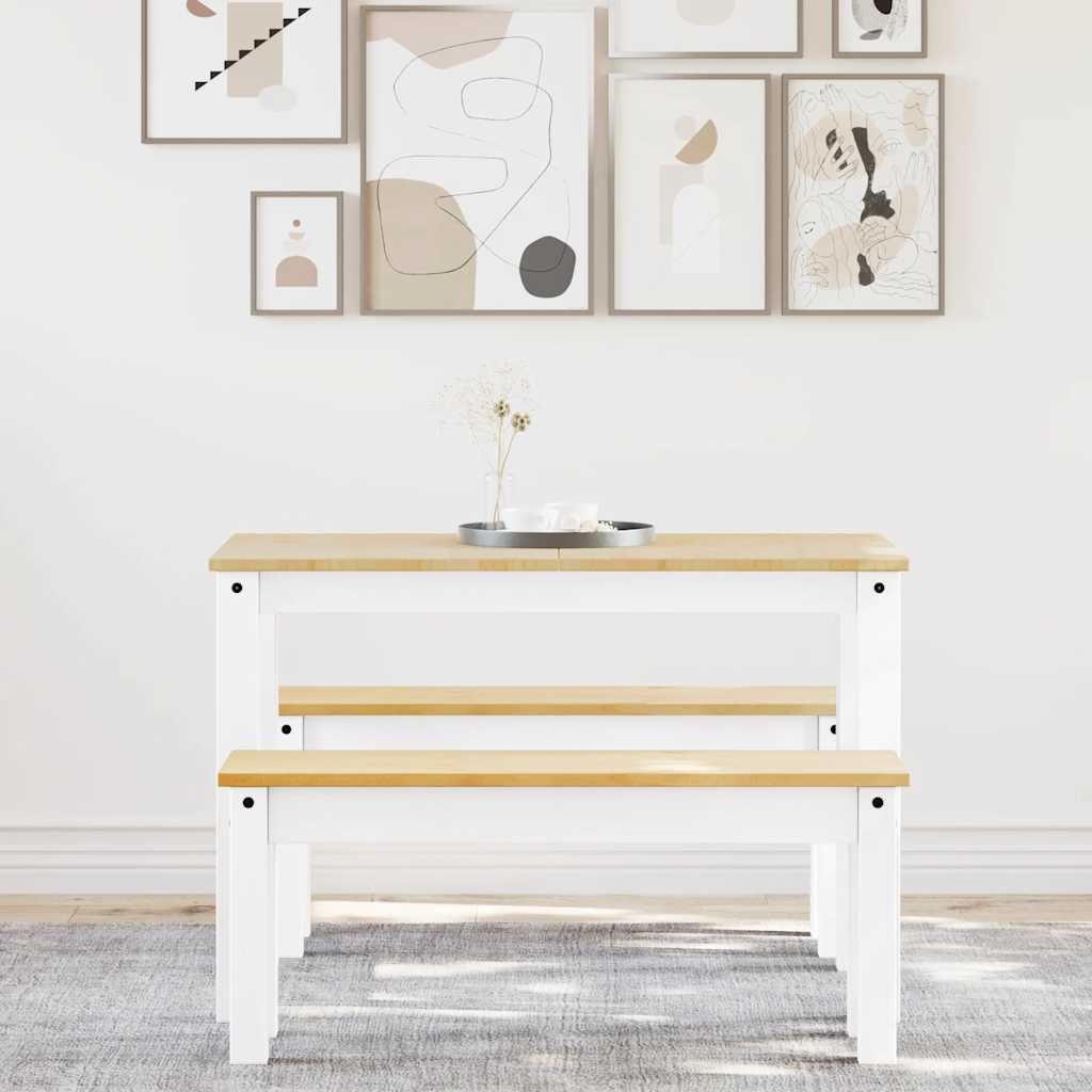 vidaXL Σετ Τραπεζαρίας 3 Τεμαχίων PANAMA από Μασίφ Ξύλο Πεύκου Λευκό