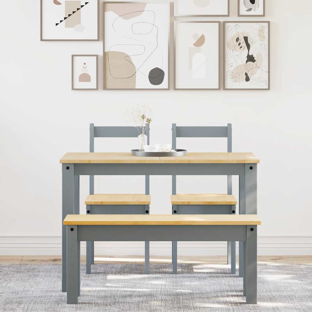 vidaXL Σετ Τραπεζαρίας 4 Τεμαχίων Panama από Μασίφ Ξύλο Πεύκου Γκρι