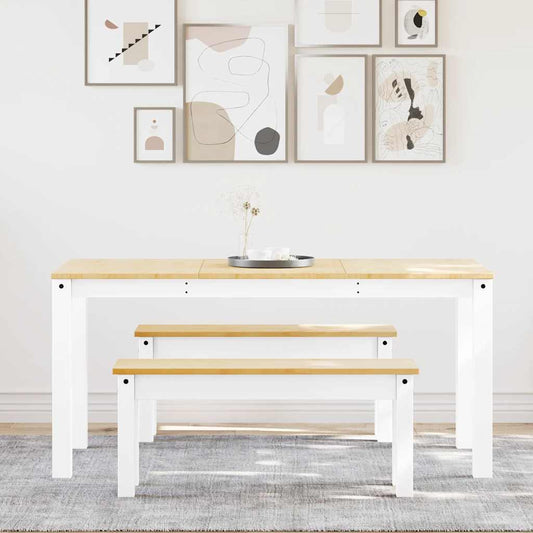 vidaXL Σετ Τραπεζαρίας 3 Τεμαχίων PANAMA από Μασίφ Ξύλο Πεύκου Λευκό