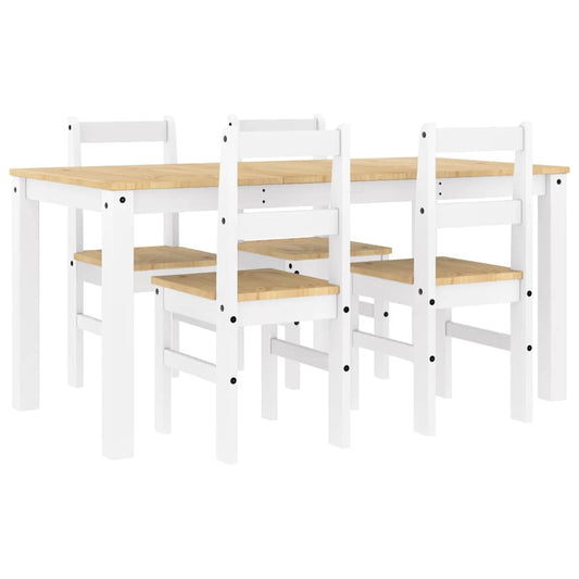 vidaXL Σετ Τραπεζαρίας 5 Τεμαχίων Panama από Μασίφ Ξύλο Πεύκου Λευκό