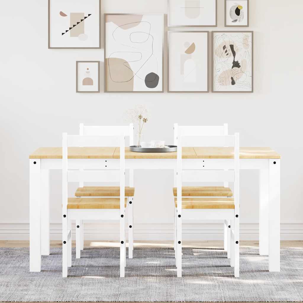 vidaXL Σετ Τραπεζαρίας 5 Τεμαχίων Panama από Μασίφ Ξύλο Πεύκου Λευκό