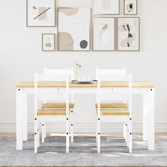 vidaXL Σετ Τραπεζαρίας 5 Τεμαχίων Panama από Μασίφ Ξύλο Πεύκου Λευκό