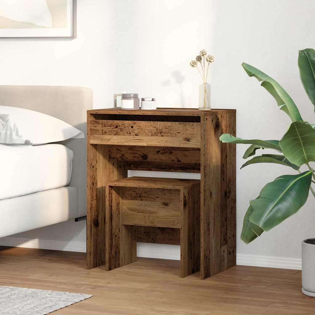 vidaXL Τραπέζι ντυσίματος 2 τμχ. Παλιό Ξύλο 60 x 40 x 75 cm