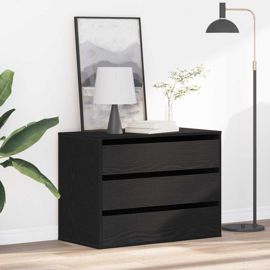 vidaXL Ντουλάπι με Συρτάρια 3-Συρτάρι Μαύρο 80 x 41 x 58 εκ.