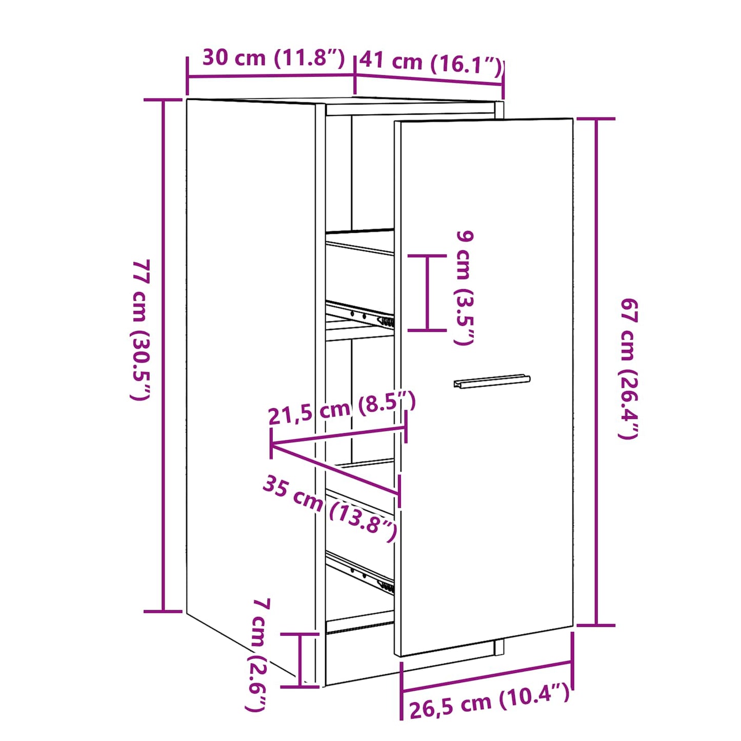 vidaXL Φαρμακοποιϊκή Ντουλάπα Μαύρη δρυς 30 x 41 x 77.5 εκ