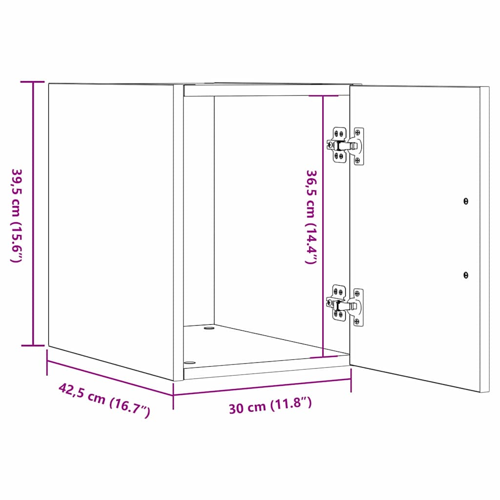 vidaXL Τοίχου Ντουλάπα Επιτοίχιο Μαύρη Οξυά 30 x 42.5 x 39.5 εκ