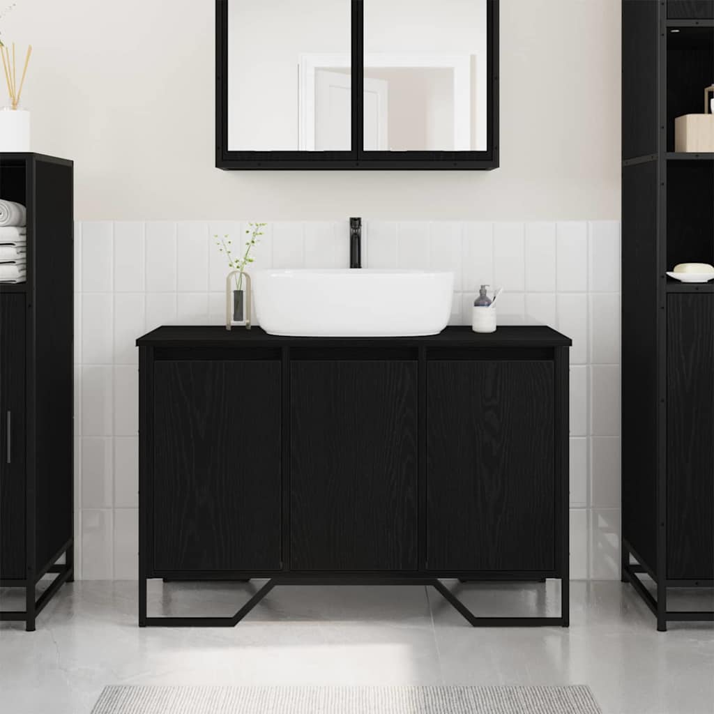 vidaXL Ντουλάπι Λεκάνης Μαύρη Οξυά 91 x 35 x 60 εκ Επεξεργασμένο ξύλο