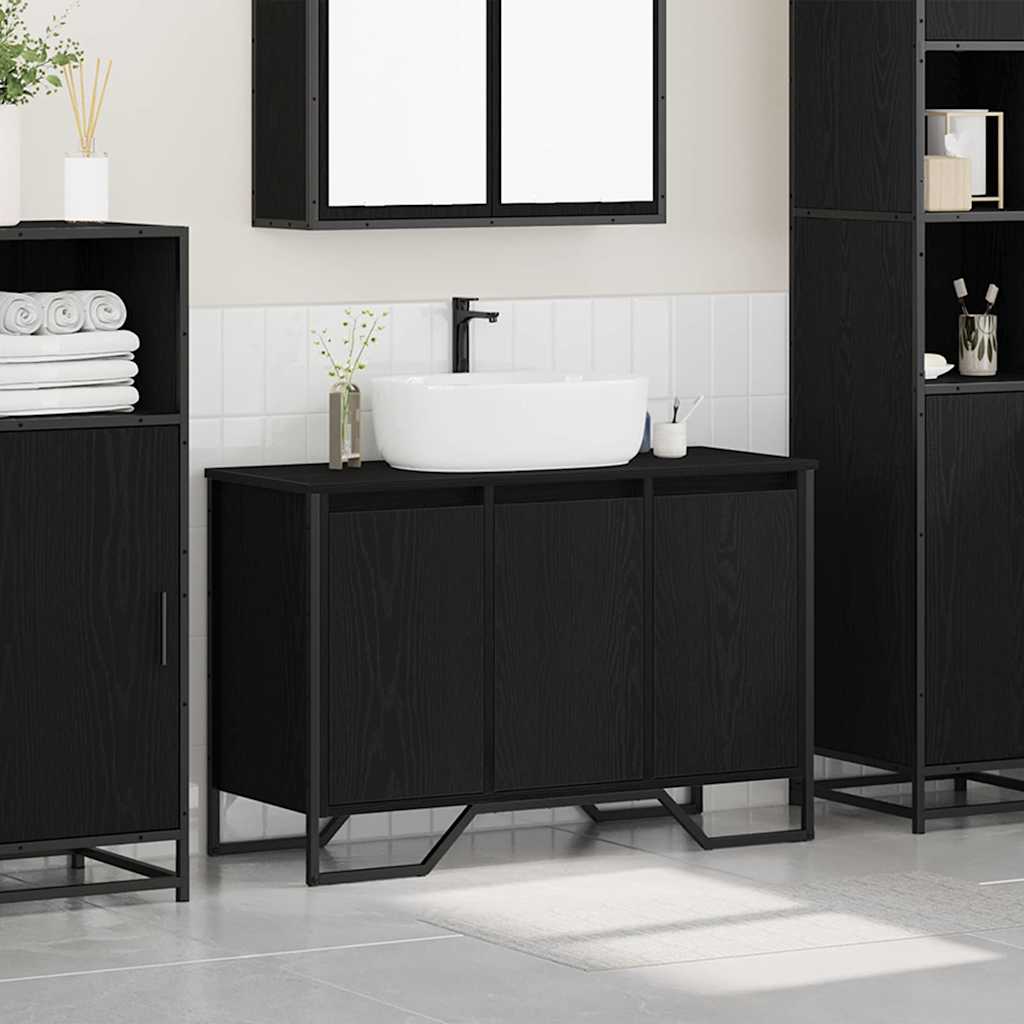 vidaXL Ντουλάπι Λεκάνης Μαύρη Οξυά 91 x 35 x 60 εκ Επεξεργασμένο ξύλο