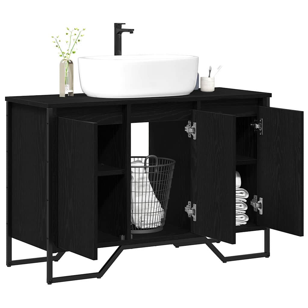 vidaXL Ντουλάπι Λεκάνης Μαύρη Οξυά 91 x 35 x 60 εκ Επεξεργασμένο ξύλο