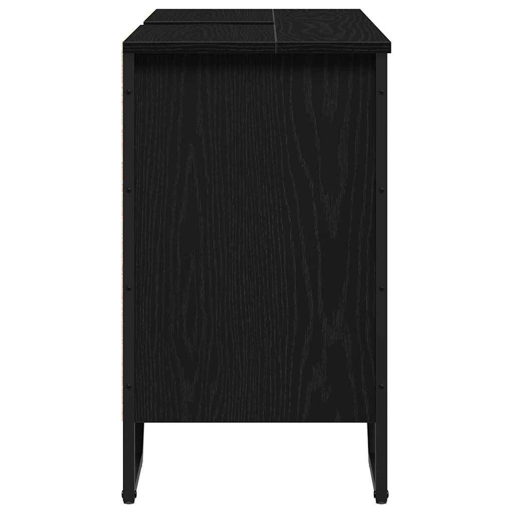 vidaXL Ντουλάπι Λεκάνης Μαύρη Οξυά 91 x 35 x 60 εκ Επεξεργασμένο ξύλο