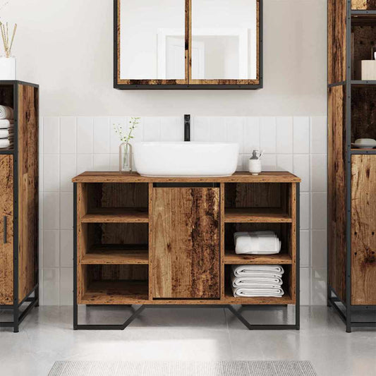 vidaXL Ντουλάπα Νιπτήρα Mπάνιου Παλιό Ξύλο 91 x 35 x 60 εκ