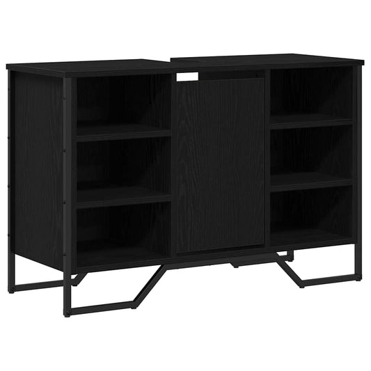 vidaXL Ντουλάπι νεροχύτη Μαύρη Οξυά 91 x 35 x 60 εκ Επεξεργασμένο ξύλο