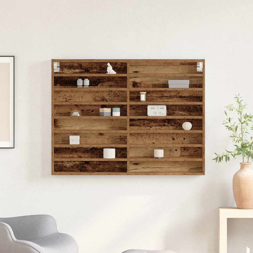 vidaXL Βιτρίνα με ράφι Παλιό ξύλο 100 x 8,5 x 75 cm Επεξεργασμένο ξύλο