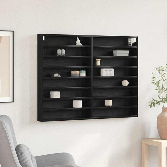 vidaXL Βιτρίνα με ράφι Μαύρη Οξυά 100 x 8,5 x 75 cm Επεξεργασμένο ξύλο