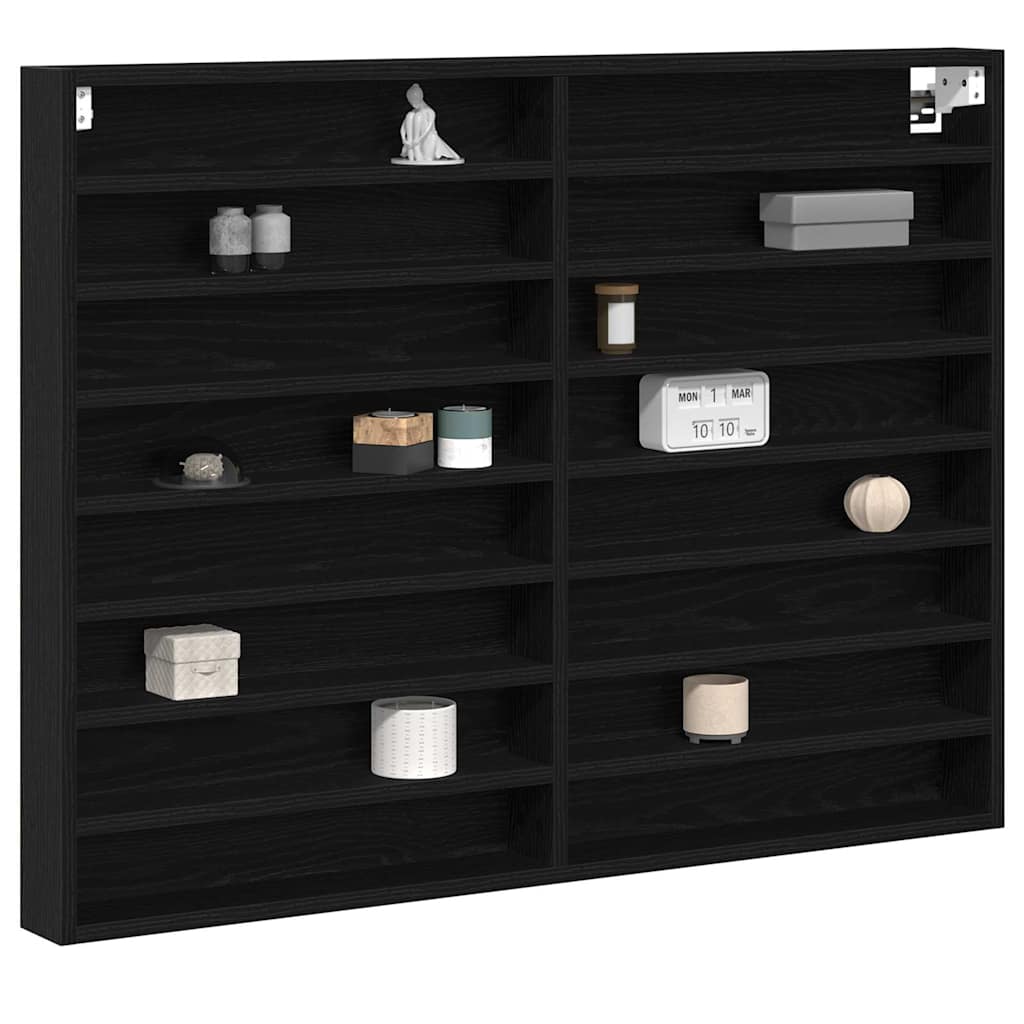 vidaXL Βιτρίνα με ράφι Μαύρη Οξυά 100 x 8,5 x 75 cm Επεξεργασμένο ξύλο