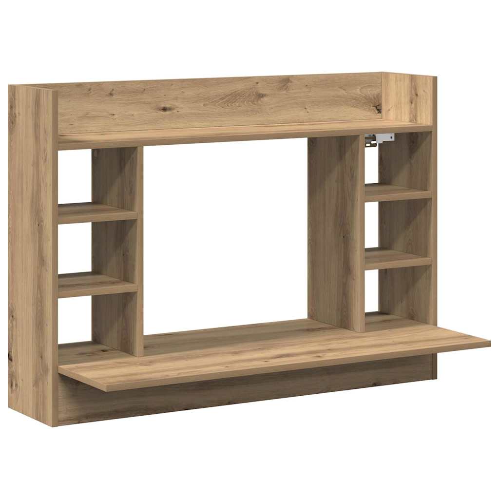 vidaXL Επιτοίχιο γραφείο με ράφι artisan δρυς 105 x 48 x 75 εκ.