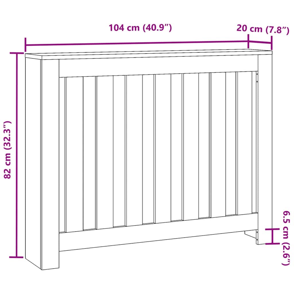 vidaXL Καπάκι Καλοριφέρ Μαύρη Οξυά 104 x 20 x 82 cm Επεξεργασμένο ξύλο