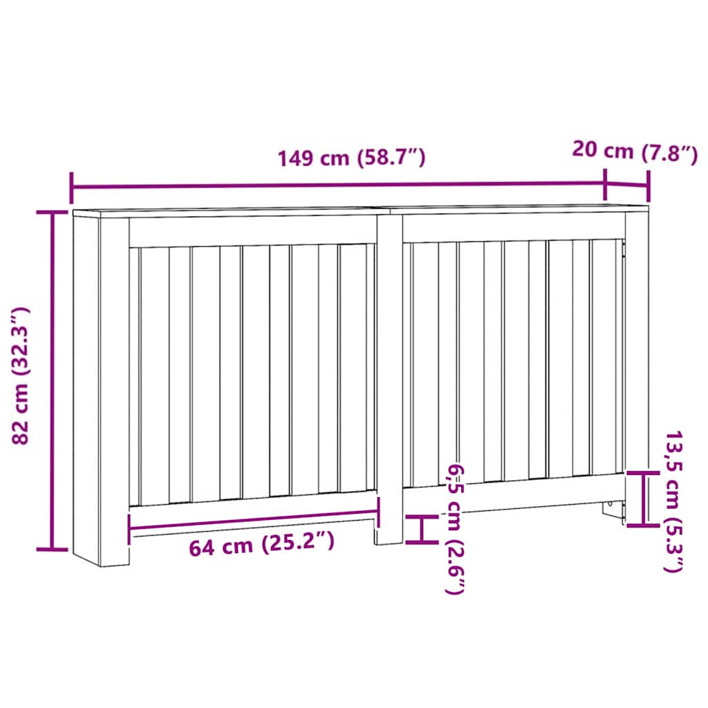 vidaXL Καπάκι Καλοριφέρ Μαύρη Οξυά 149 x 20 x 82 cm Επεξεργασμένο ξύλο