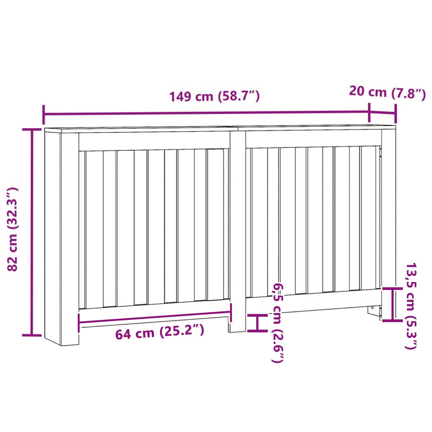 vidaXL Καπάκι Καλοριφέρ Μαύρη Οξυά 149 x 20 x 82 cm Επεξεργασμένο ξύλο
