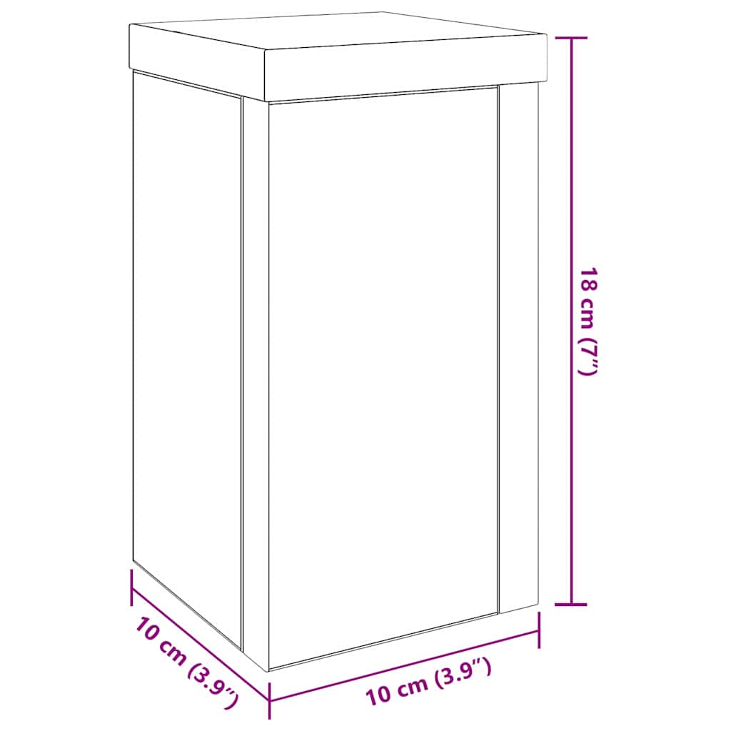 vidaXL Βάση φυτών 2 pcs Μαύρη δρυς 10 x 10 x 18 cm Επεξεργασμένο ξύλο