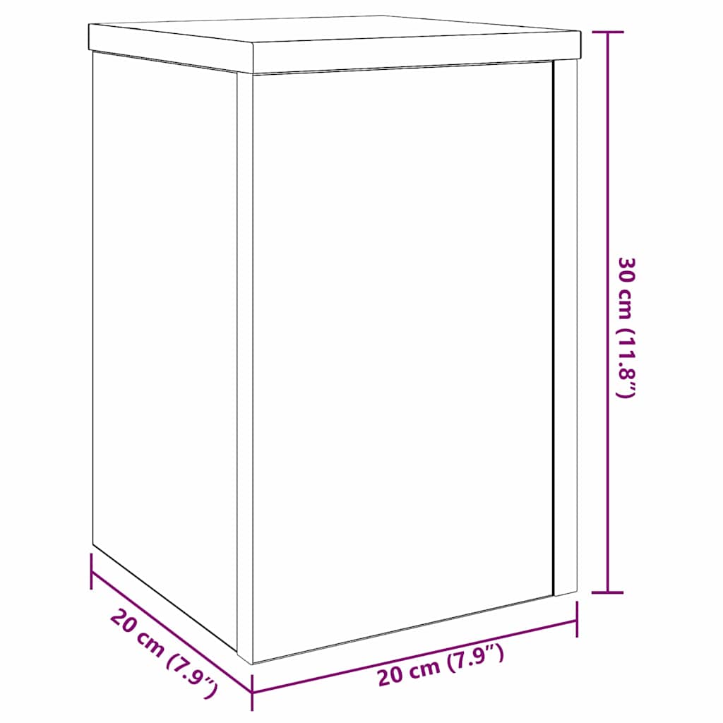vidaXL Βάση φυτών 2 pcs Μαύρη δρυς 20 x 20 x 30 cm Επεξεργασμένο ξύλο