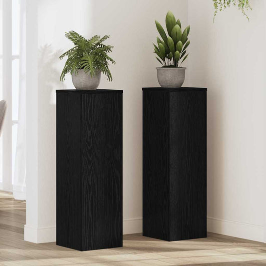 vidaXL Βάση φυτών 2 τμχ. Μαύρη Οξυά 25 x 25 x 80 cm Επεξεργασμένο Ξύλο