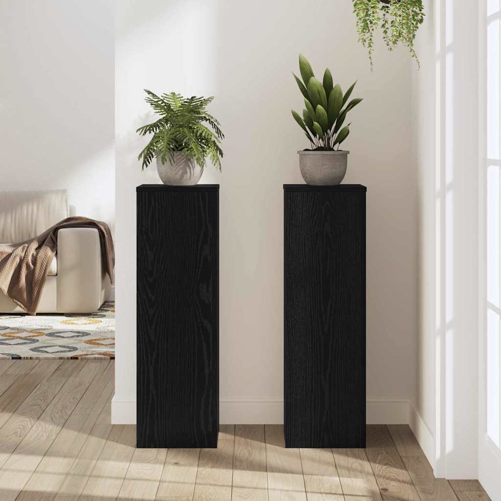 vidaXL Βάση φυτών 2 pcs Μαύρη δρυς 25 x 25 x 80 cm Επεξεργασμένο ξύλο