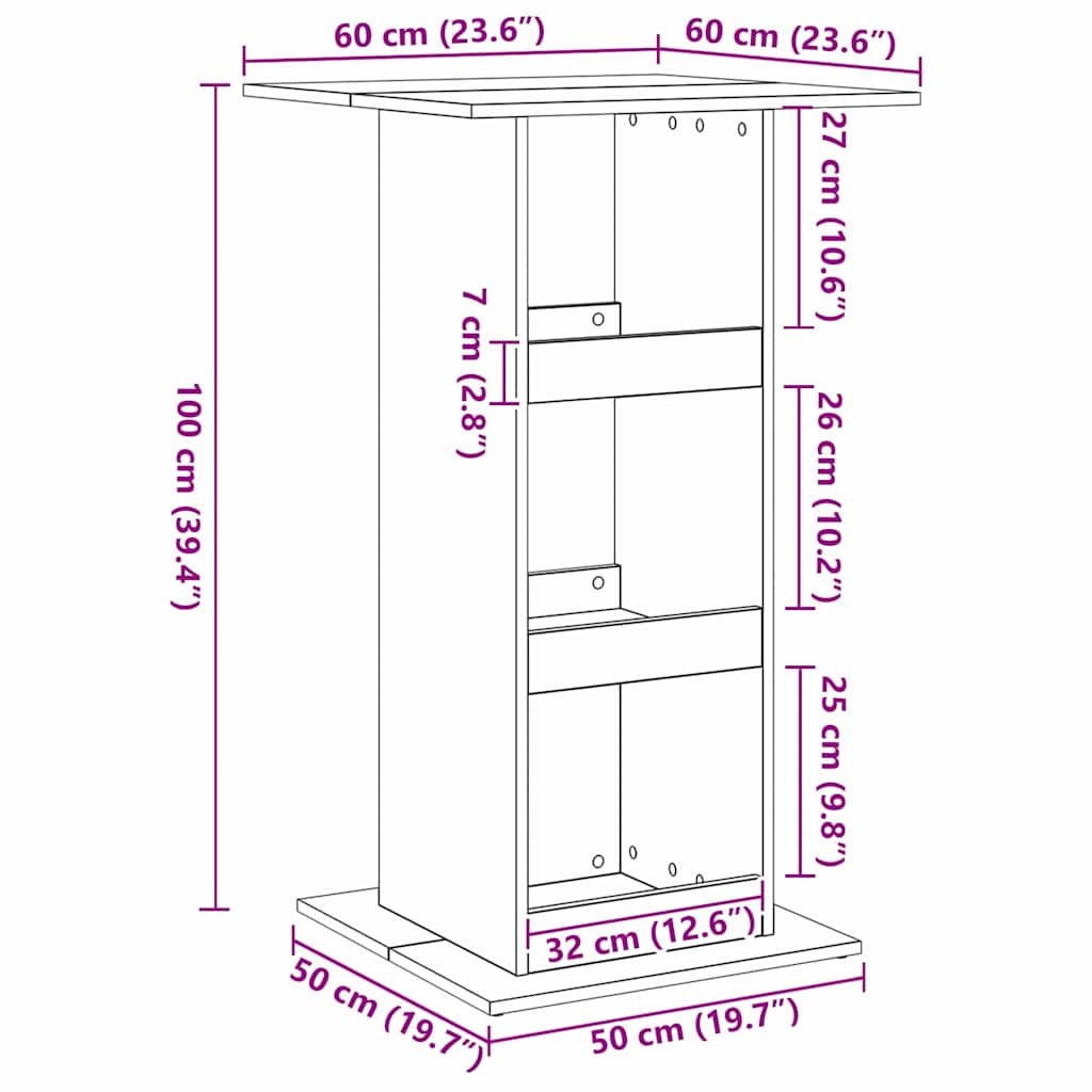 vidaXL Τραπέζι μπαρ Μαύρη Οξυά 60 x 60 x 100 εκ Επεξεργασμένο ξύλο