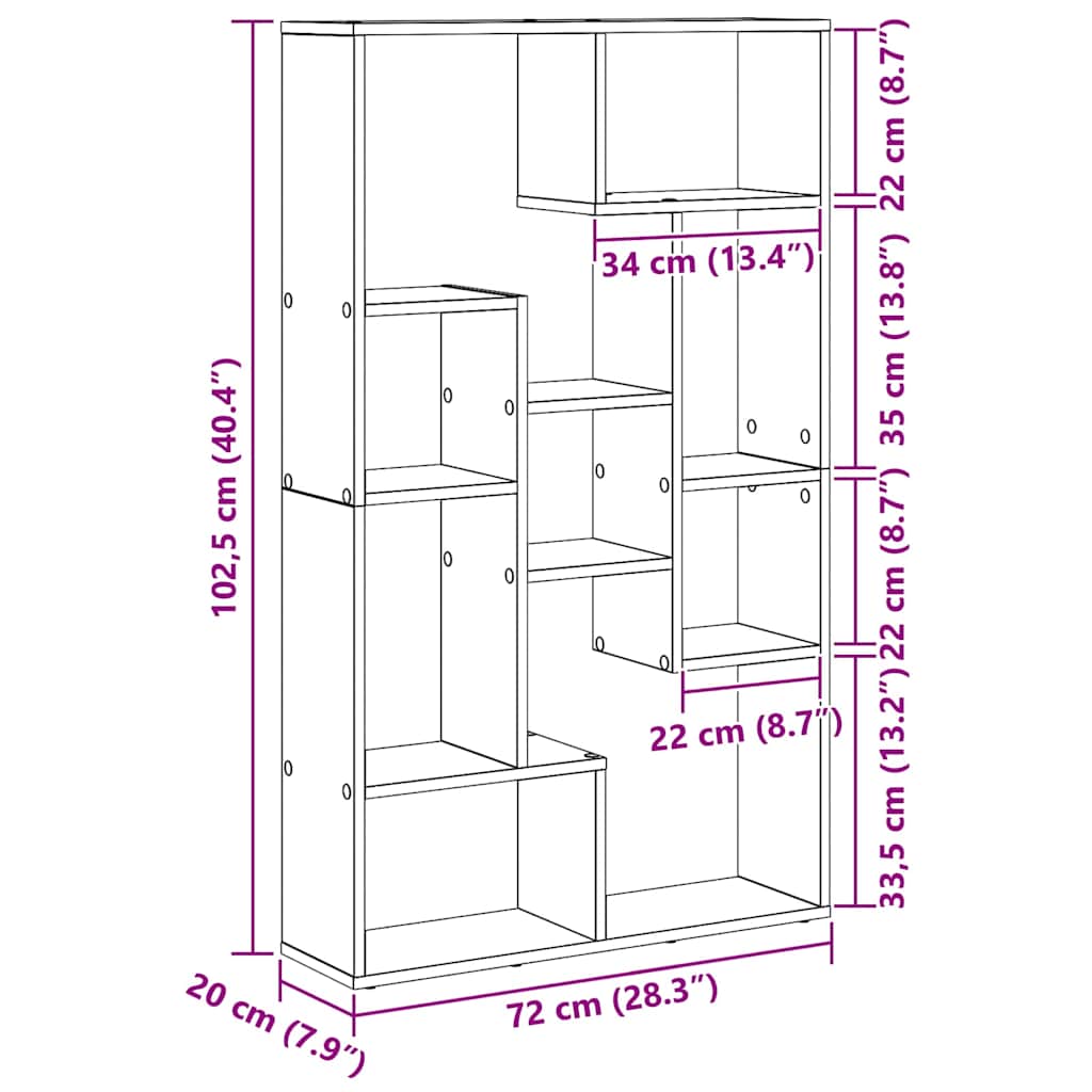 vidaXL Βιβλιοθήκη Μαύρη Οξυά 70 x 20 x 102.5 εκ Επεξεργασμένο ξύλο