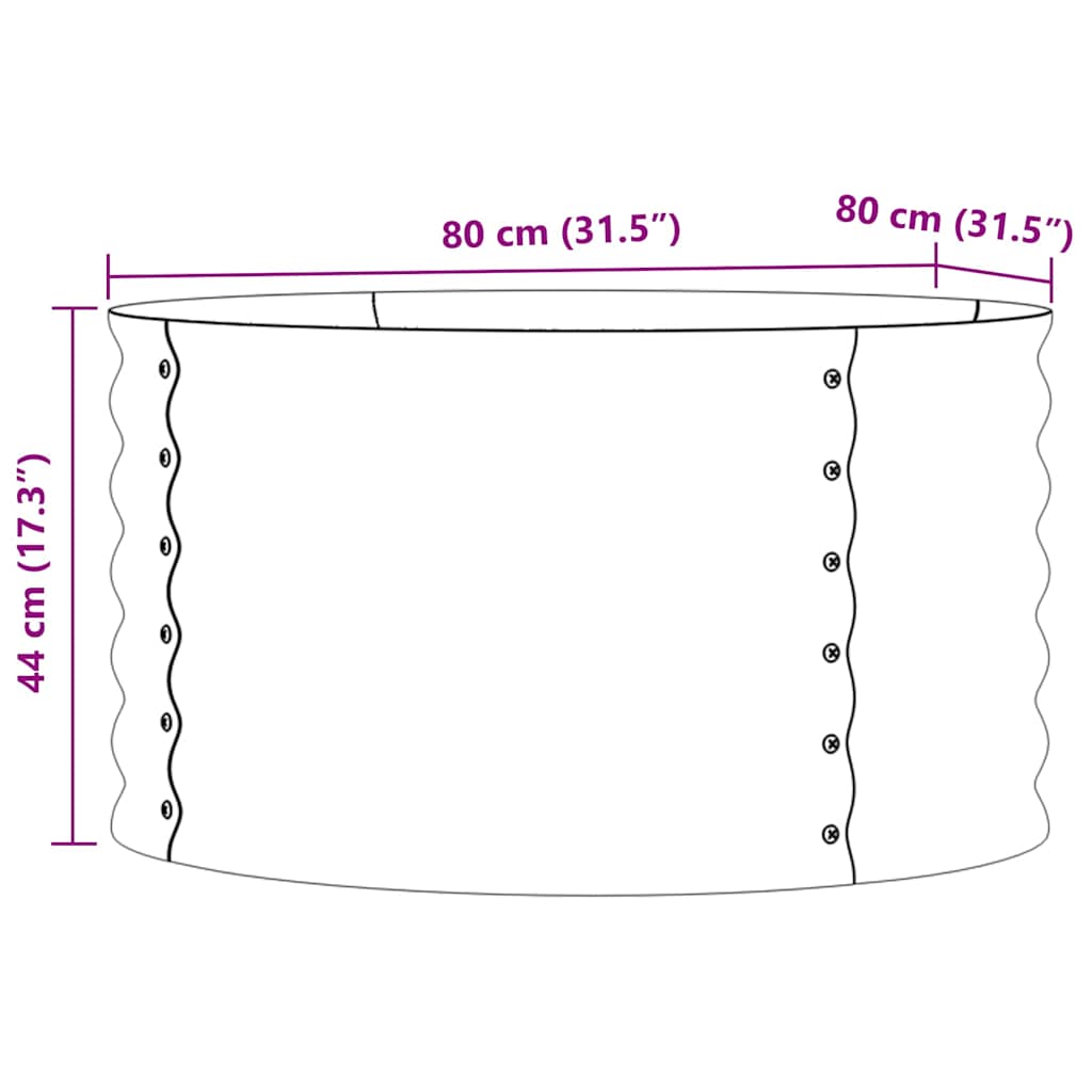 vidaXL Γλάστρα Κήπου Πράσινο 80 x 80 x 44 cm Ατσάλι