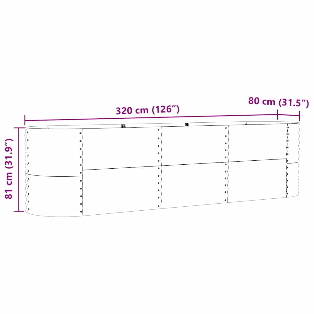 vidaXL Υπερυψωμένη Ζαρντινιέρα Καφέ 320 x 80 x 81 cm Ατσάλι