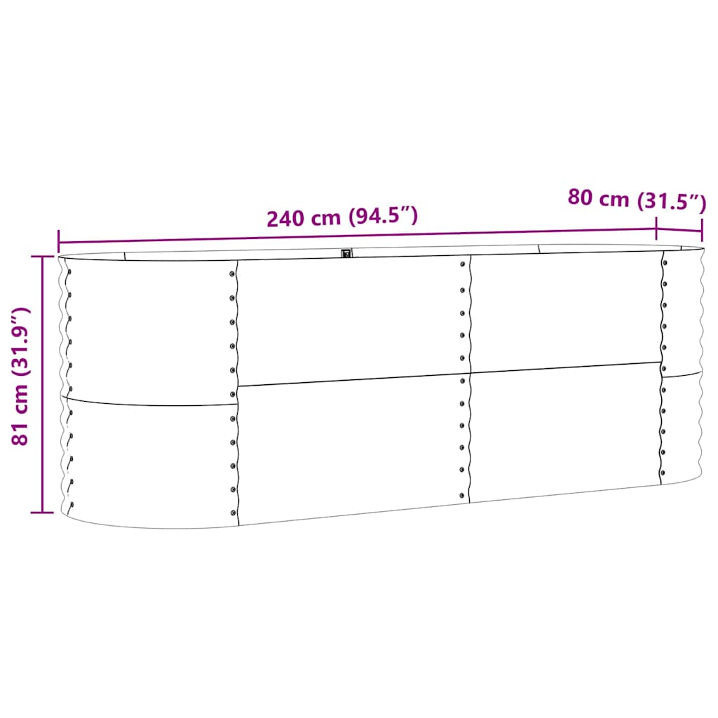 vidaXL Υπερυψωμένη Ζαρντινιέρα Καφέ 240 x 80 x 81 cm Ατσάλι