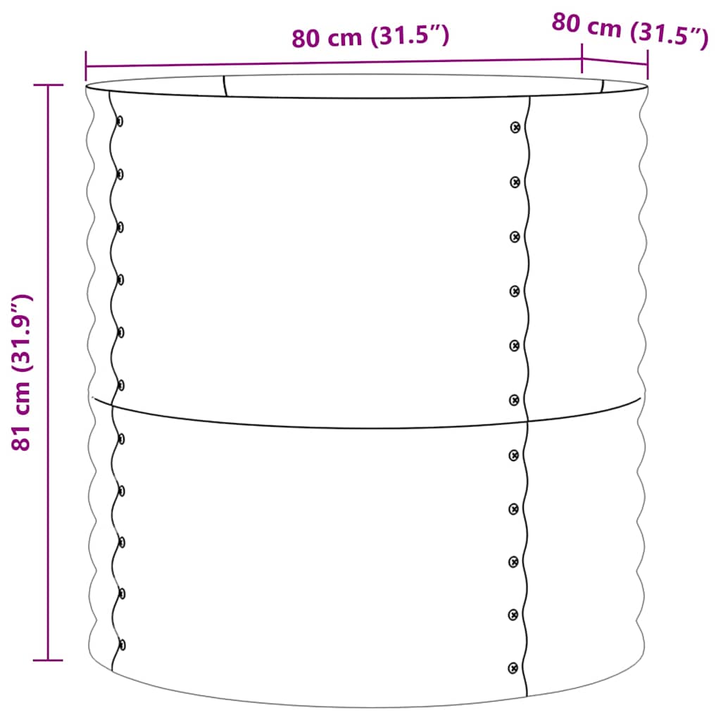 vidaXL Υπερυψωμένη Ζαρντινιέρα Καφέ 80 x 80 x 81 cm Ατσάλι