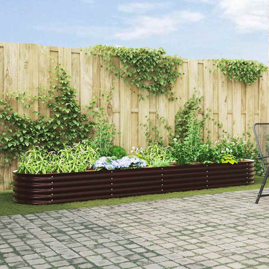 vidaXL Υπερυψωμένη Ζαρντινιέρα Καφέ 400 x 80 x 44 cm Ατσάλι
