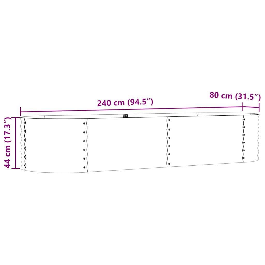 vidaXL Υπερυψωμένη Ζαρντινιέρα Καφέ 240 x 80 x 44 cm Ατσάλι