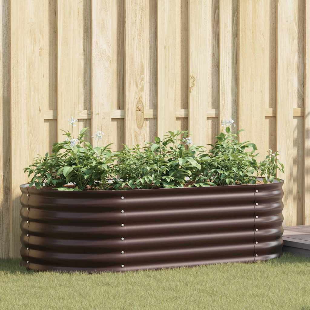 vidaXL Υπερυψωμένη Ζαρντινιέρα Καφέ 160 x 80 x 44 cm Ατσάλι