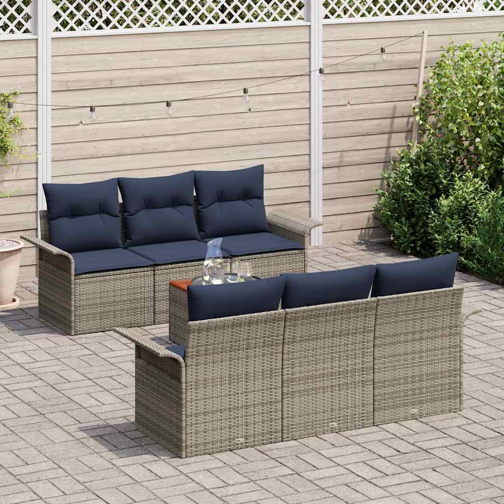 vidaXL Σετ Καναπέ Κήπου με μαξιλάρι 7 pcs Γκρι συνθετικό ρατάν