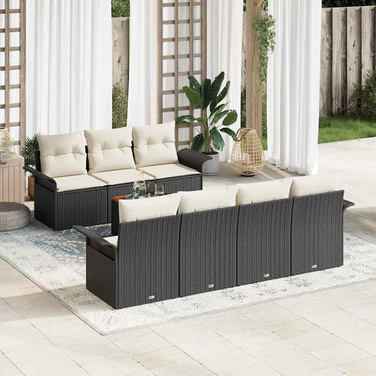 vidaXL Σετ Καναπέ Κήπου 8 pcs Μαύρο Πολυ ράταν