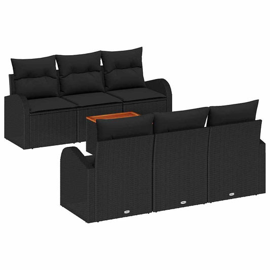 vidaXL Σετ Καναπέ Κήπου με μαξιλάρι 7 pcs Μαύρο συνθετικό ρατάν