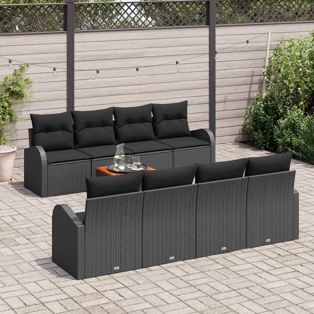 vidaXL Σετ Καναπέ Κήπου με μαξιλάρι 9 pcs Μαύρο συνθετικό ρατάν