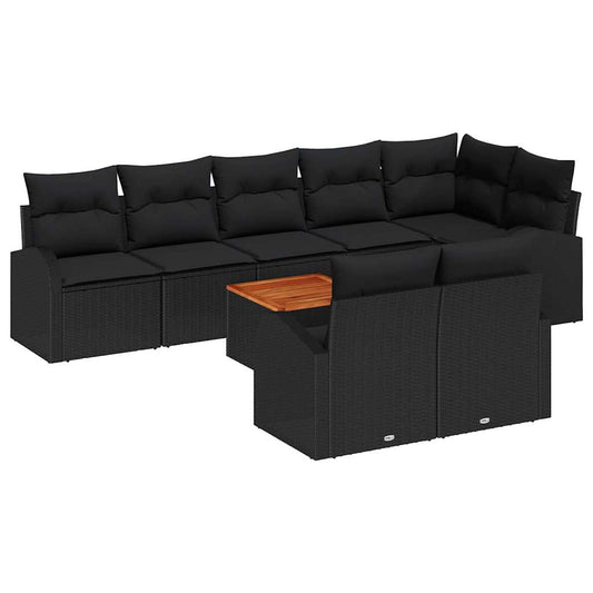 vidaXL Σετ Καναπέ Κήπου 9 pcs Μαύρο Πολυ ράταν